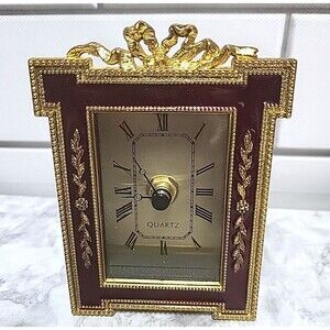 Vintage Quartz Shadow Box Desk Mantel Clock Decoration Romantic Gilded Works